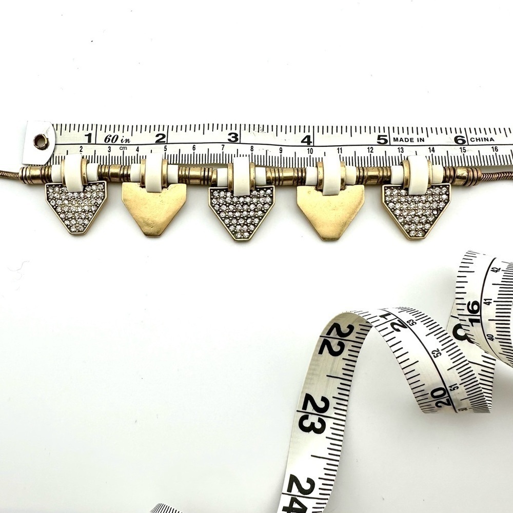 J. Crew Necklace, Slide GoldTone Arrow White Enamel and Rhinestone - Statement - Picture 11 of 11